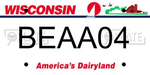 BEAA04 Wisconsin License Plate