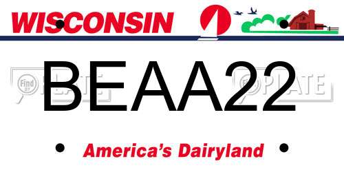 BEAA22 Wisconsin License Plate
