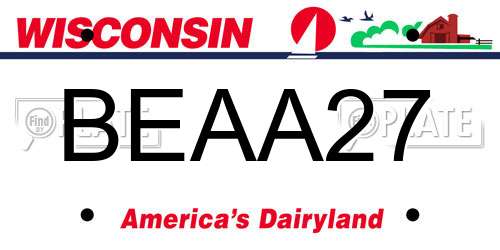 BEAA27 Wisconsin License Plate