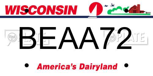 BEAA72 Wisconsin License Plate