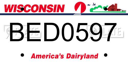 BED0597 Wisconsin License Plate