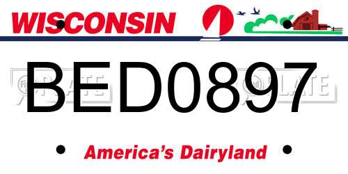 BED0897 Wisconsin License Plate