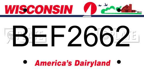 BEF2662 Wisconsin License Plate