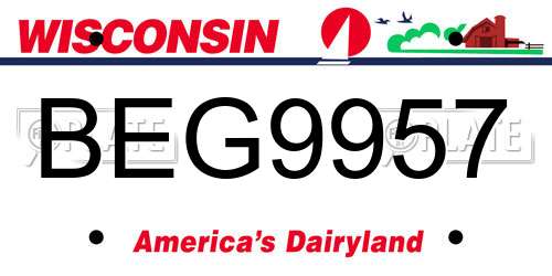 BEG9957 Wisconsin License Plate