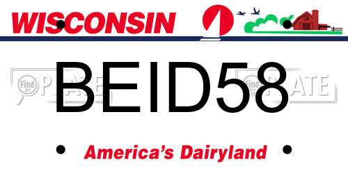 BEID58 Wisconsin License Plate