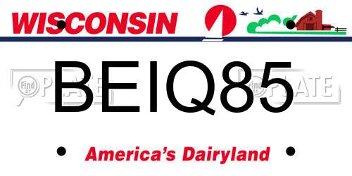 BEIQ85 Wisconsin License Plate