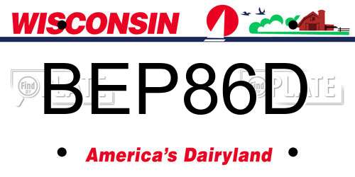 BEP86D Wisconsin License Plate