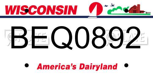 BEQ0892 Wisconsin License Plate