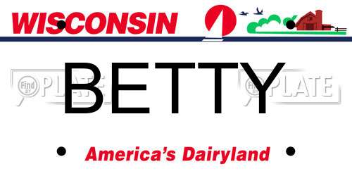 BETTY Wisconsin License Plate