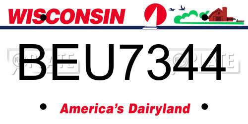 BEU7344 Wisconsin License Plate