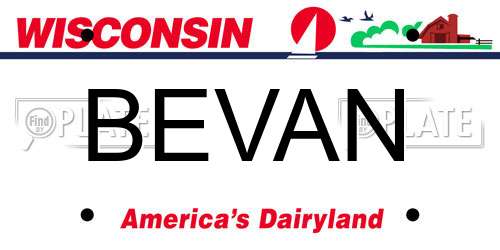 BEVAN Wisconsin License Plate