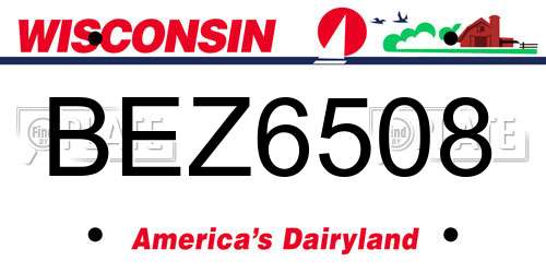 BEZ6508 Wisconsin License Plate