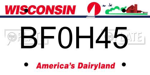 BF0H45 Wisconsin License Plate