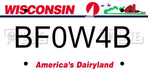 BF0W4B Wisconsin License Plate