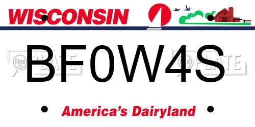 BF0W4S Wisconsin License Plate