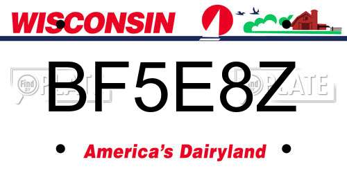 BF5E8Z Wisconsin License Plate