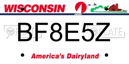BF8E5Z Wisconsin License Plate