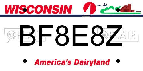 BF8E8Z Wisconsin License Plate