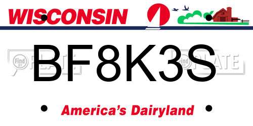 BF8K3S Wisconsin License Plate