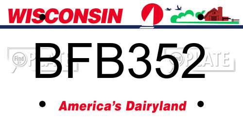 BFB352 Wisconsin License Plate
