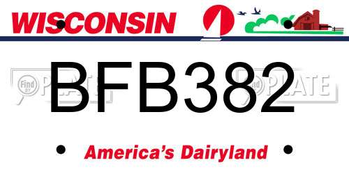 BFB382 Wisconsin License Plate