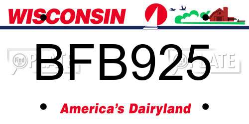 BFB925 Wisconsin License Plate