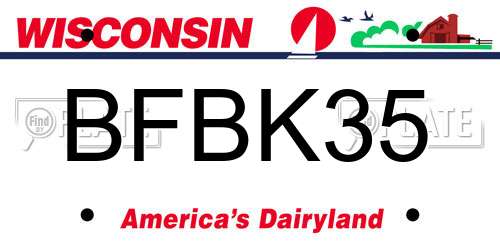 BFBK35 Wisconsin License Plate