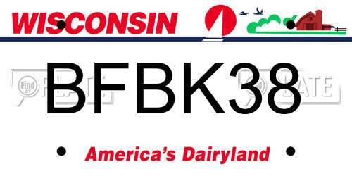 BFBK38 Wisconsin License Plate
