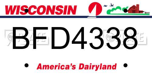 BFD4338 Wisconsin License Plate