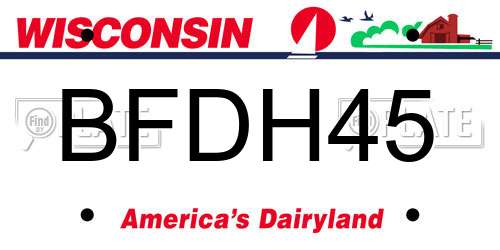 BFDH45 Wisconsin License Plate