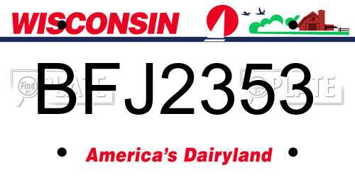 BFJ2353 Wisconsin License Plate