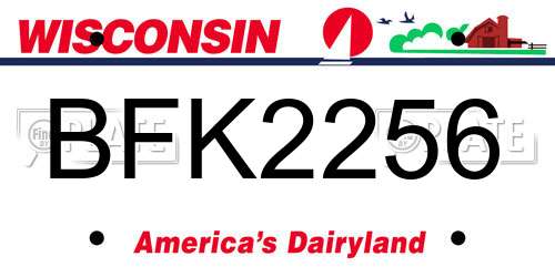 BFK2256 Wisconsin License Plate