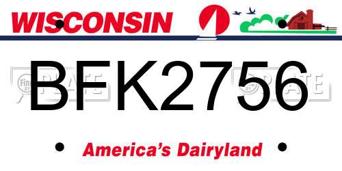 BFK2756 Wisconsin License Plate