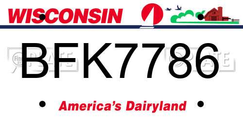 BFK7786 Wisconsin License Plate