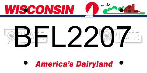 BFL2207 Wisconsin License Plate