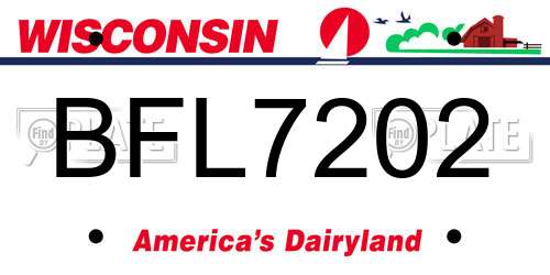 BFL7202 Wisconsin License Plate