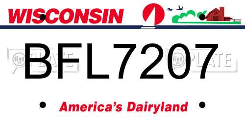 BFL7207 Wisconsin License Plate