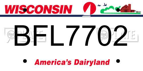 BFL7702 Wisconsin License Plate