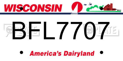BFL7707 Wisconsin License Plate