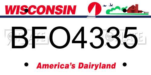 BFO4335 Wisconsin License Plate