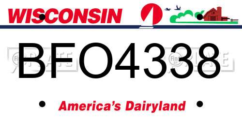 BFO4338 Wisconsin License Plate