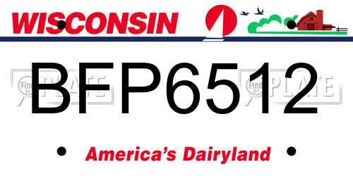 BFP6512 Wisconsin License Plate