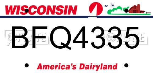 BFQ4335 Wisconsin License Plate