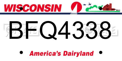 BFQ4338 Wisconsin License Plate