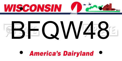 BFQW48 Wisconsin License Plate