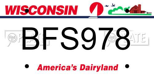 BFS978 Wisconsin License Plate