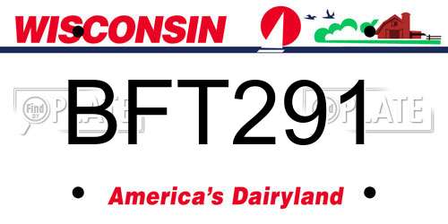 BFT291 Wisconsin License Plate
