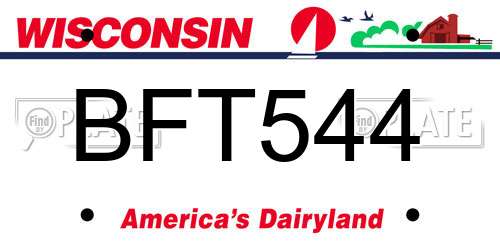 BFT544 Wisconsin License Plate