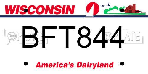 BFT844 Wisconsin License Plate