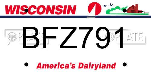 BFZ791 Wisconsin License Plate